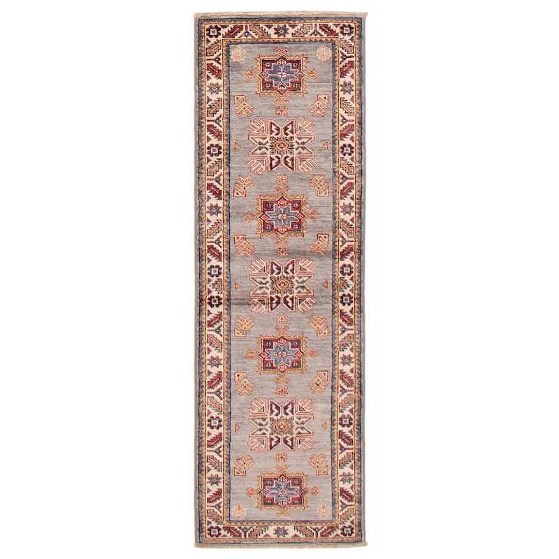 ECARPETGALLERY Hand-knotted Aryana Grey Wool Rug - 2'0 x 6'1 - Grey - 2'0 x 6'1