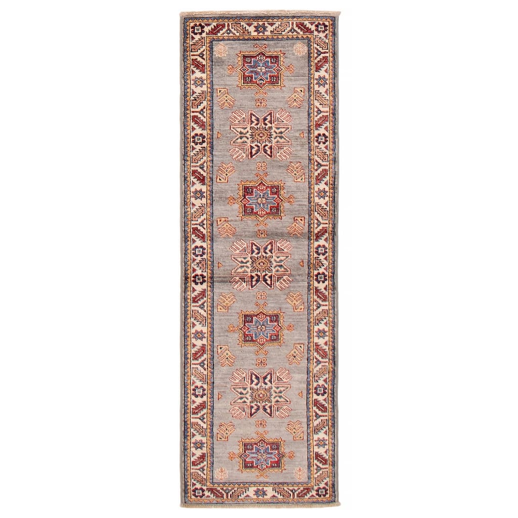 ECARPETGALLERY Hand-knotted Aryana Grey Wool Rug - 2'0 x 6'1