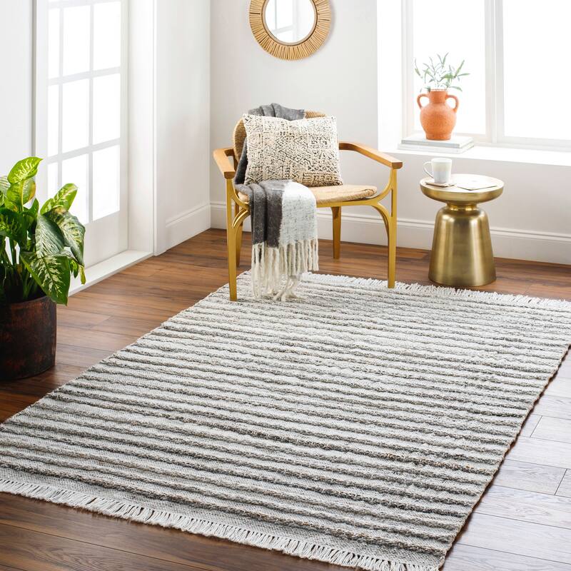 Surya Gossett Handmade Indoor / Outdoor Nordic Area Rug - 8'10" x 12' - Brown/White