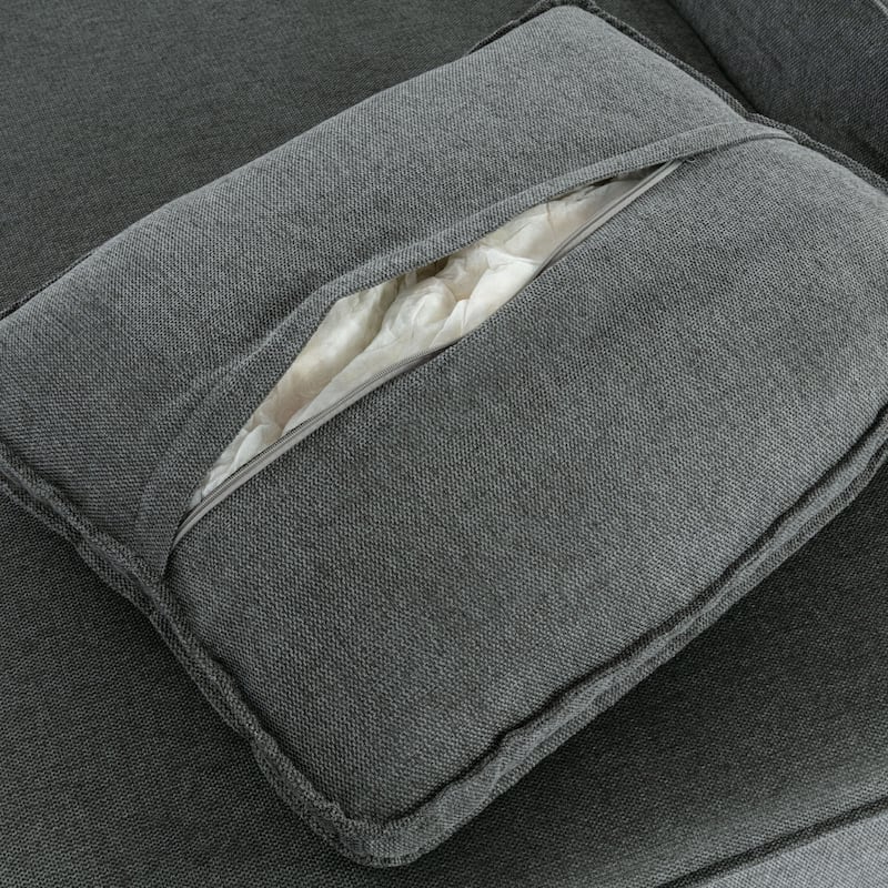 Grey 125" Modern 4-Seat Chaise Lounge Sofa for Living Room Relaxation, Indoor Sleeper
