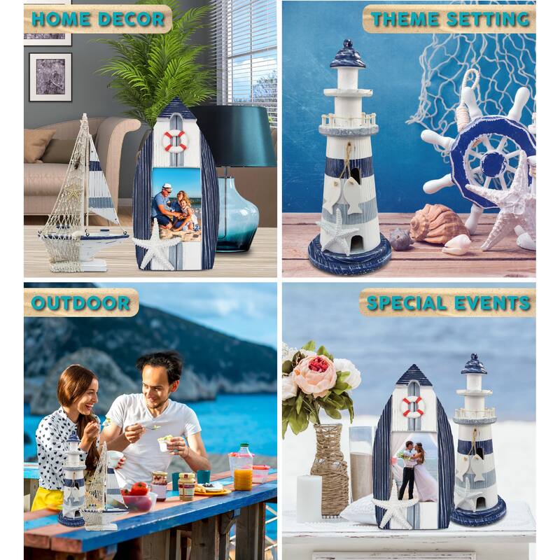 CoTa Global Boat Beach Frame, Lighthouse Decor, & Model Sailboat Decor