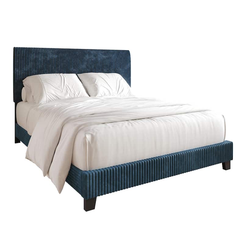 CraftPorch Corduroy Elegant and Chic Velvet Upholstered Bed
