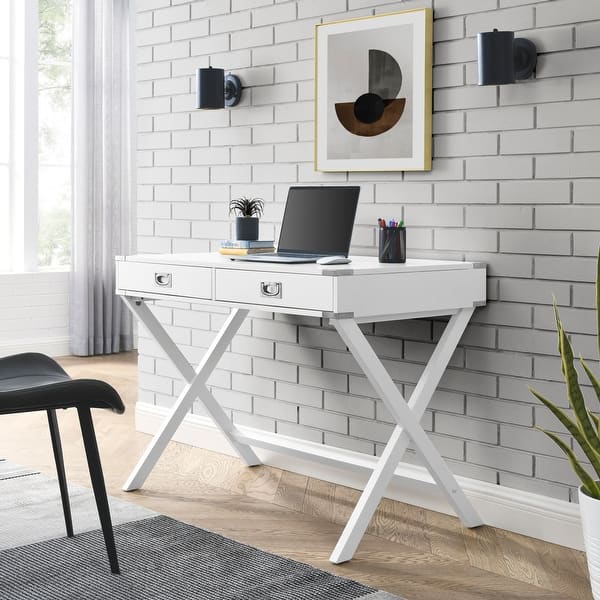 Computer Desk with Storage, Solid Wood Desk with Drawers Modern Study