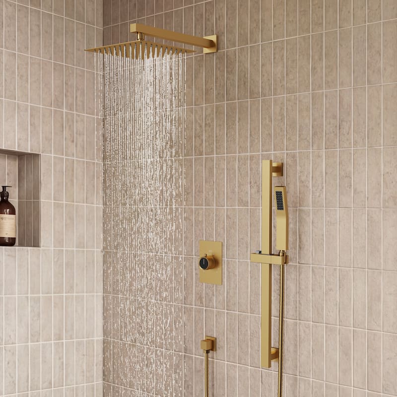 Slide Bar High-Pressure Balancing Shower System 10" Rainfall Shower Head with Handheld Shower