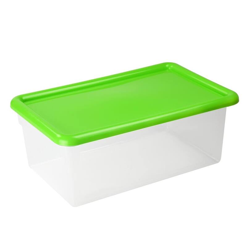 Plastic Container with Colored Lid, 5 Qt Plastic Storage Bins - Green