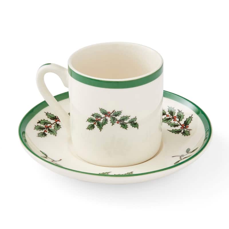 Spode Set of 4 Christmas Tree Espresso Cup and Saucer - 2.25" D x 2.25" H
