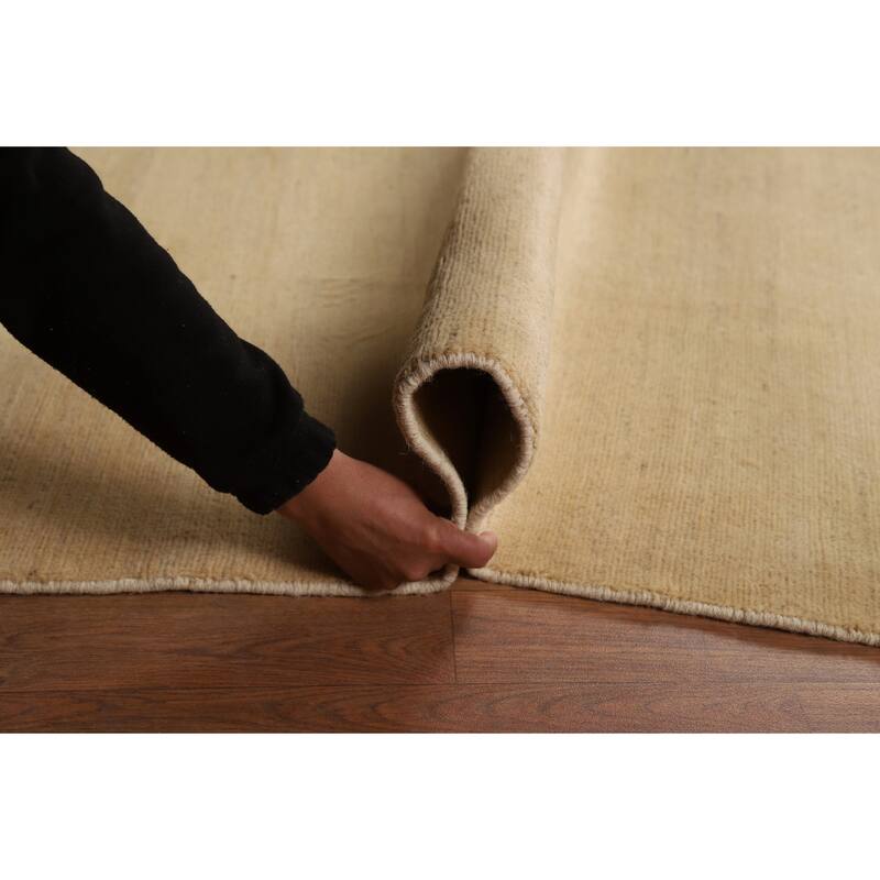 Muted Yellow Modern Gabbeh Oriental Area Rug Handmade Wool Carpet - 5'11"x 7'3"