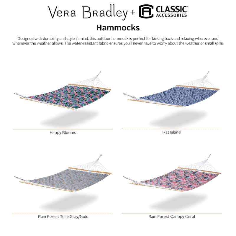 Vera Bradley by Classic Accessories Water-Resistant Quilted Hammock, 78 x 51 Inch