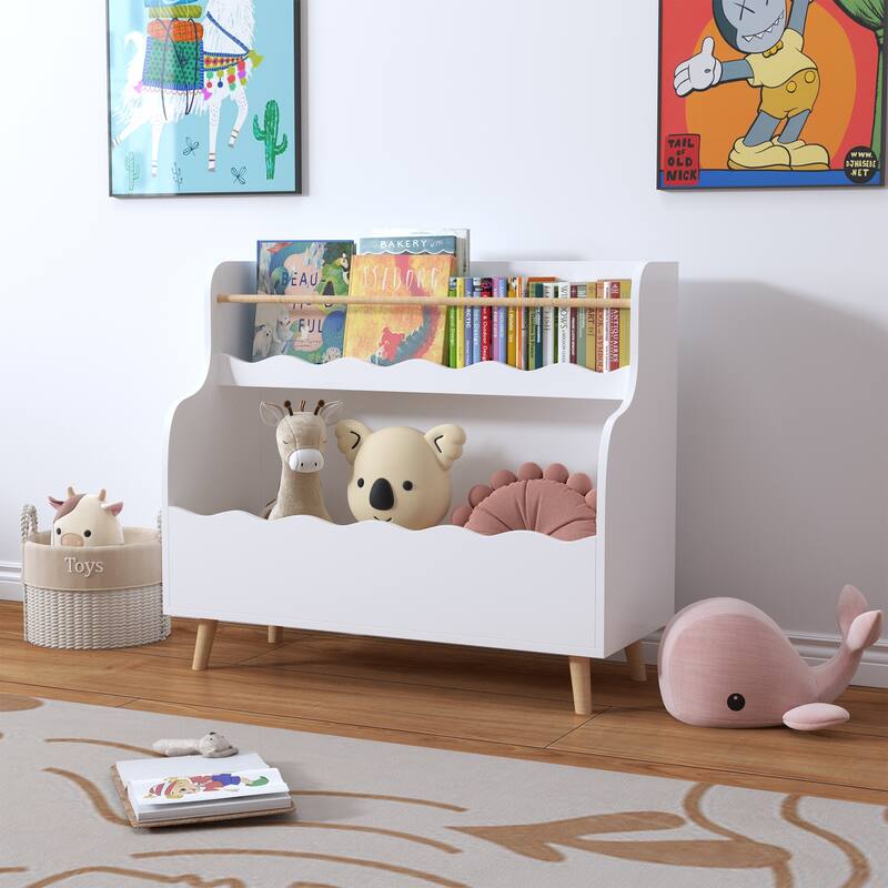 Kids Bookcaes, Children Book Organizer, Toy Storage Cabinet Organizer,White