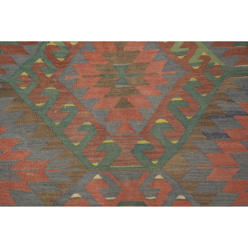 Hand Woven Oriental 100% Wool Carpet Southwestern Tribal Oranges & Rust Kilim Area Rug - 7' 0'' X 5' 8''