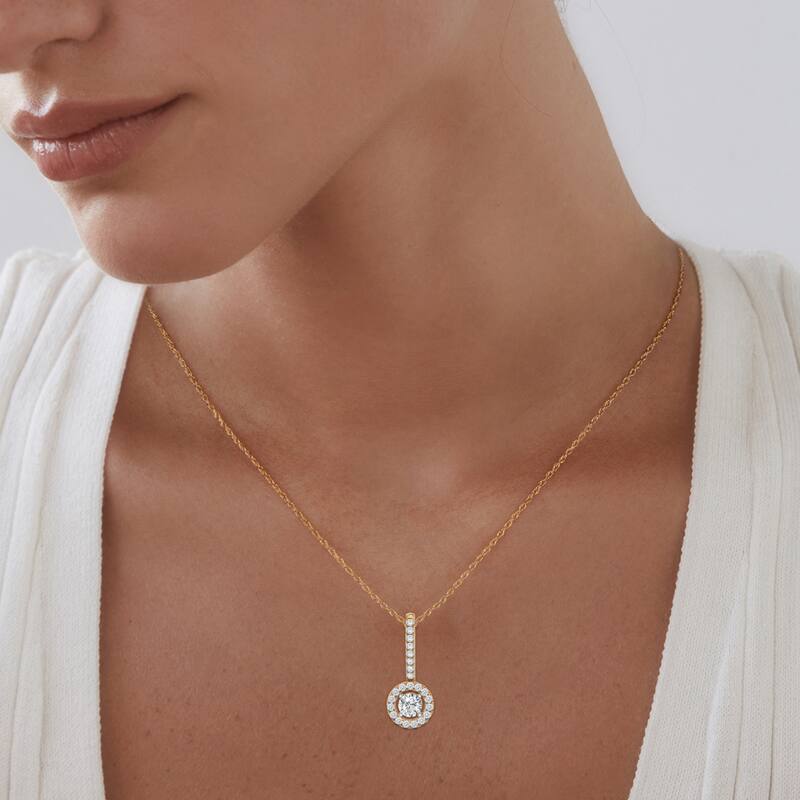IGI Certified 1/4ct TDW Diamond Halo Pendant Necklace in 10K Gold for Women