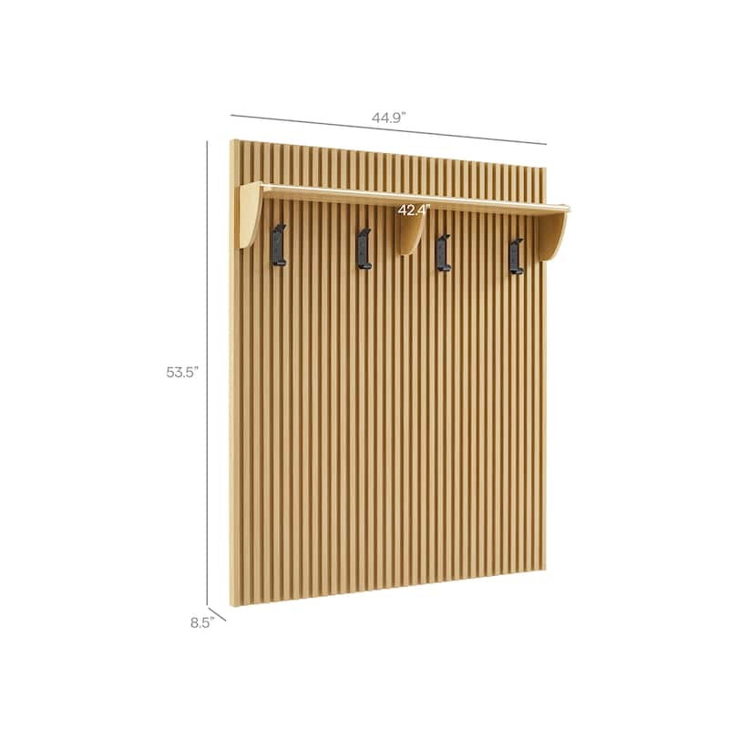 Render Fluted Coat Rack Panel With Shelf