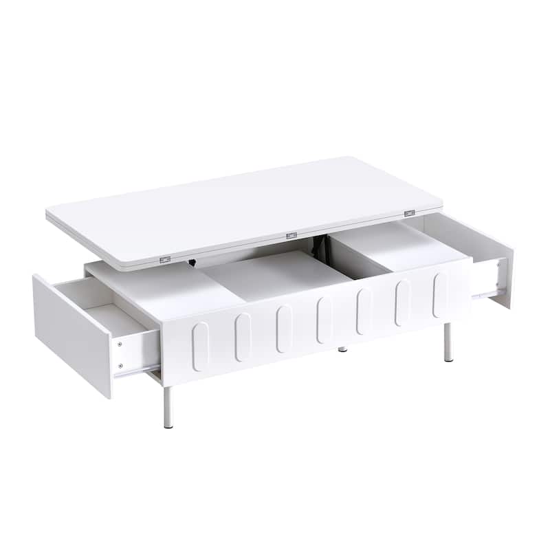 Lift-Top Coffee Table with 2 Drawers andsturdy legs