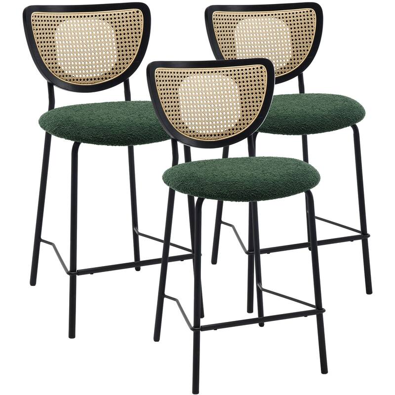 26" Rattan Counter Height Bar Stools Set of 2/3/4 - 37.8"H x 17.7"W x 21.7"D