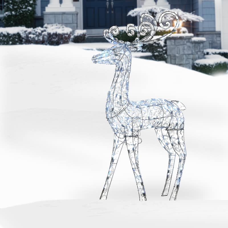National Tree Company 4 ft. Crystal Bead Deer with LED Lights - White
