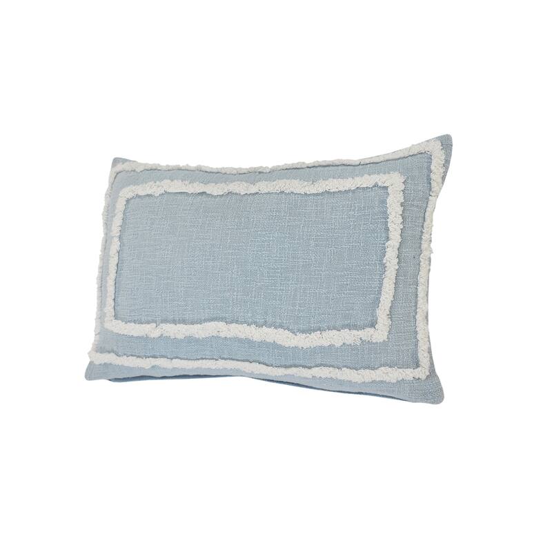 Sevita Guajira Contemporary Textured Sky Blue/White Cotton Throw Pillow