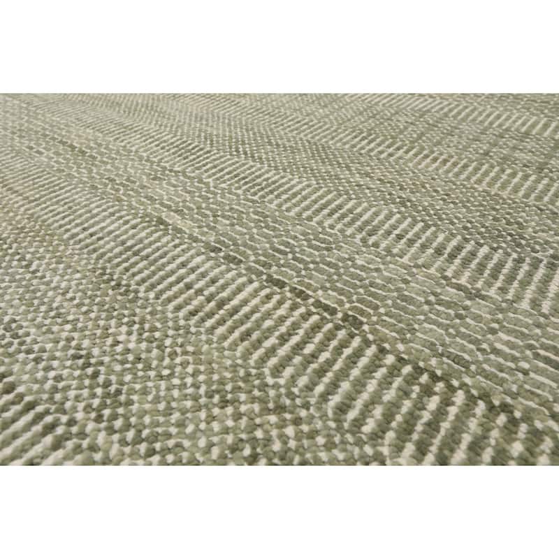 Multi Size Sage Geometric Hand-Knotted Wool Tibetan Area Rug