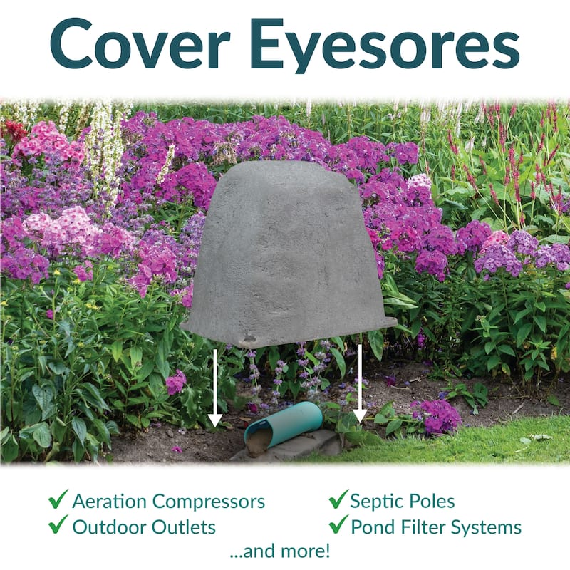 Sunnydaze Flat-Top Artificial Landscape Rock Cover with Stakes