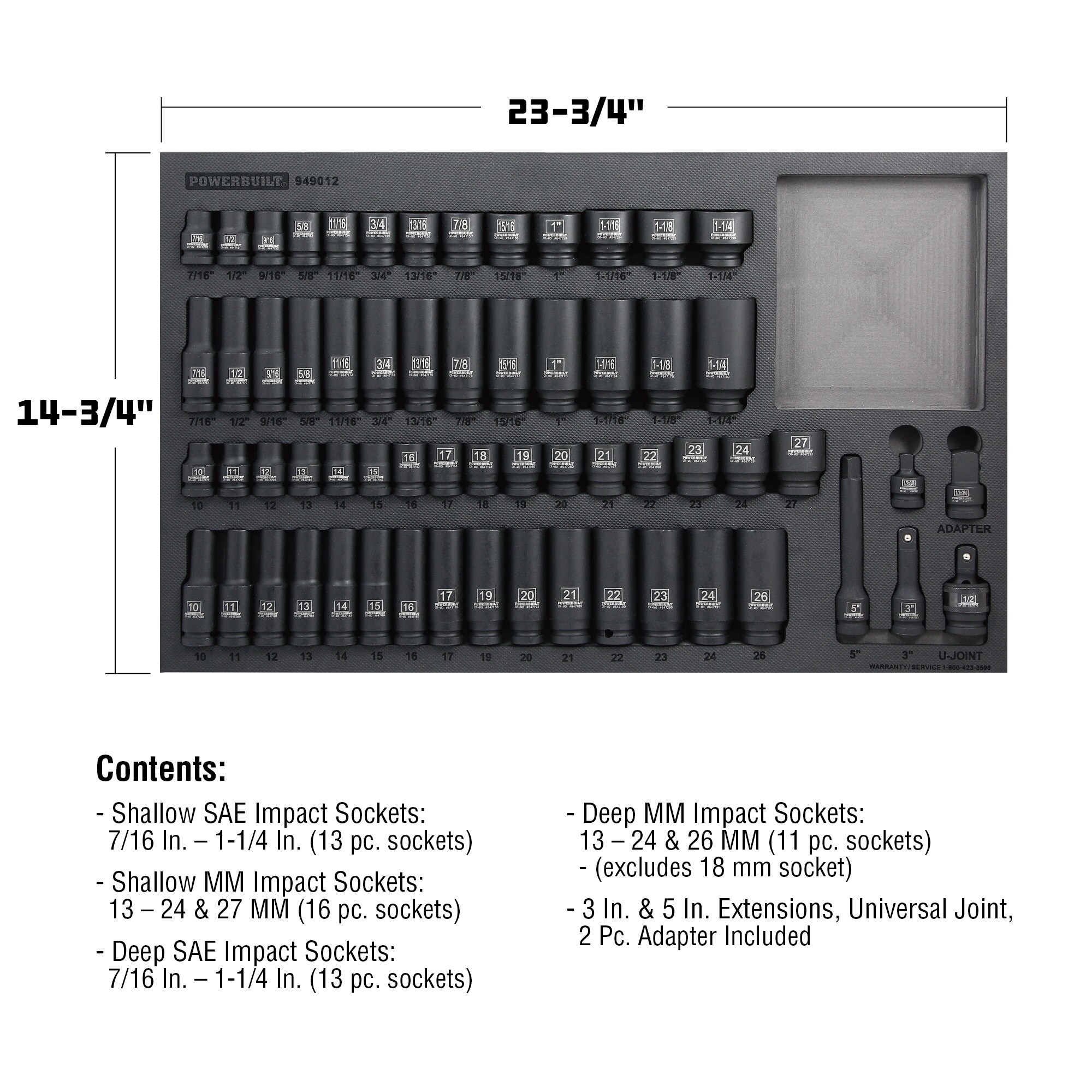 Shop Powerbuilt 63 Piece Pro Tech 1 2 Inch Drive Master Impact Socket Set 949012 On Sale Overstock 15864468