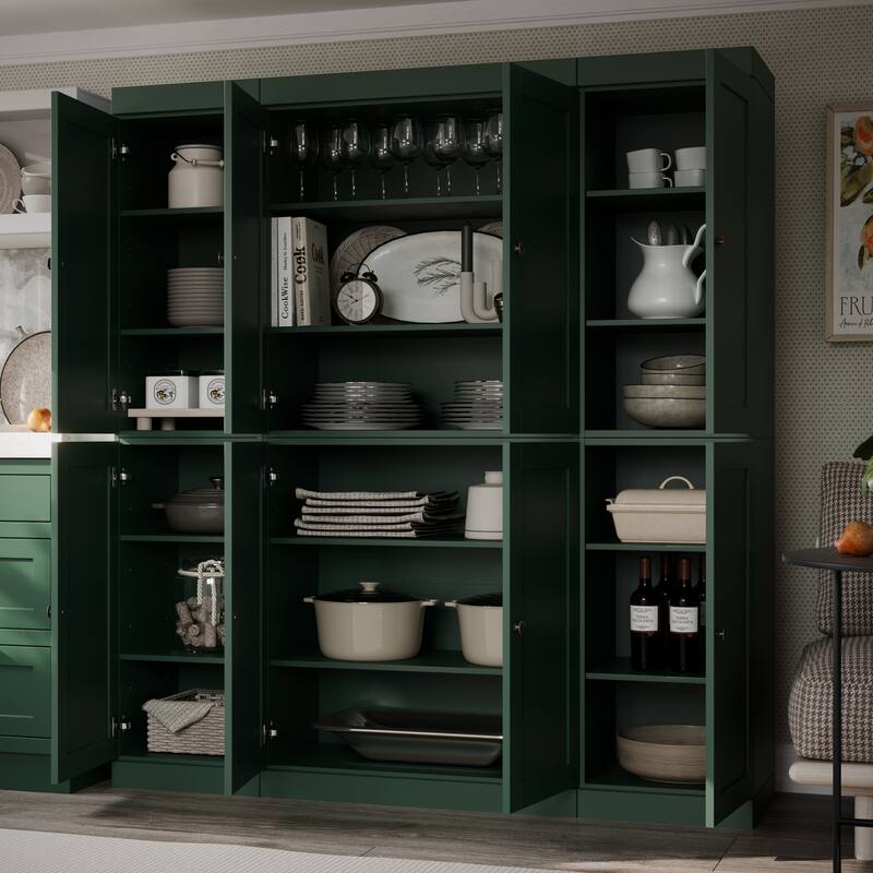 Palace Imports 100% Solid Wood 65" Pantry Cabinet with Shaker Doors and Adjustable Shelves