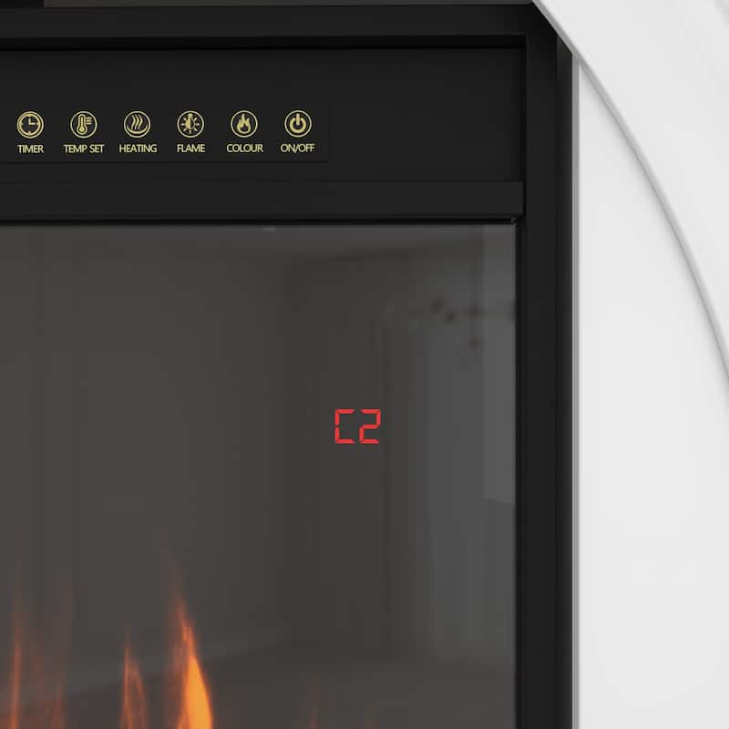 Freestanding Electric Fireplace with Mantel, 24" Electric Fireplace Insert, Adjustable Flame Colors, Remote Control & Thermostat