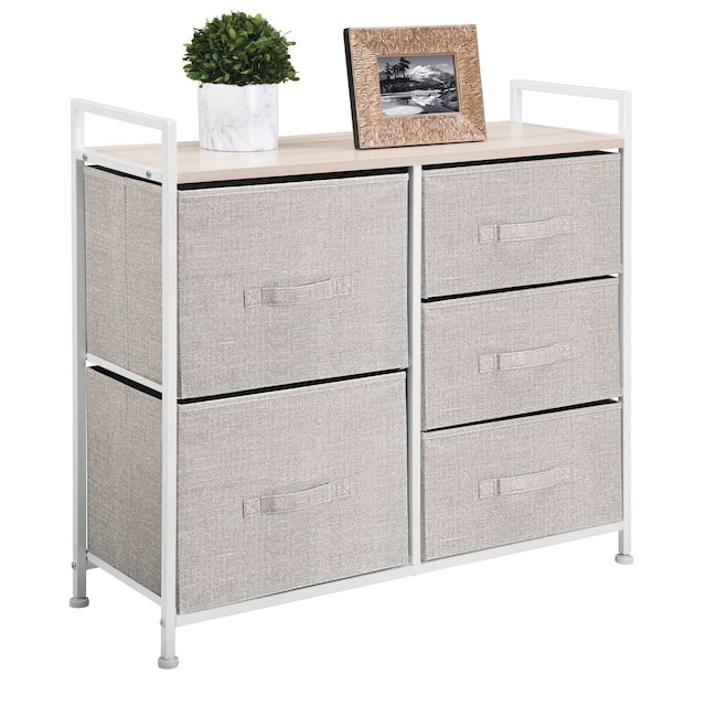 mDesign Wide Dresser Storage Tower Organizer Unit, 5 Drawers