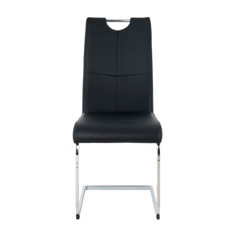 Modern Dining Room Chairs with Faux Leather Padded Seat and Chrome Metal Legs（Set of 4）