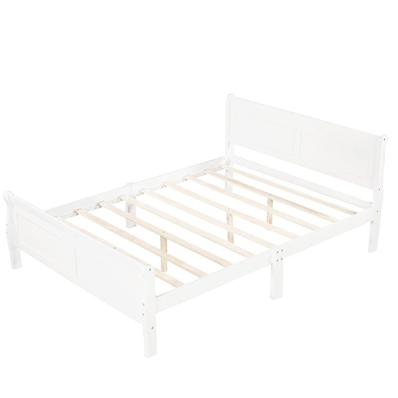 Classic Wood Platform Bed with Headboard and Footboard, Solid Wood Bed Frame, Easy to Assemble, No Box Spring Needed