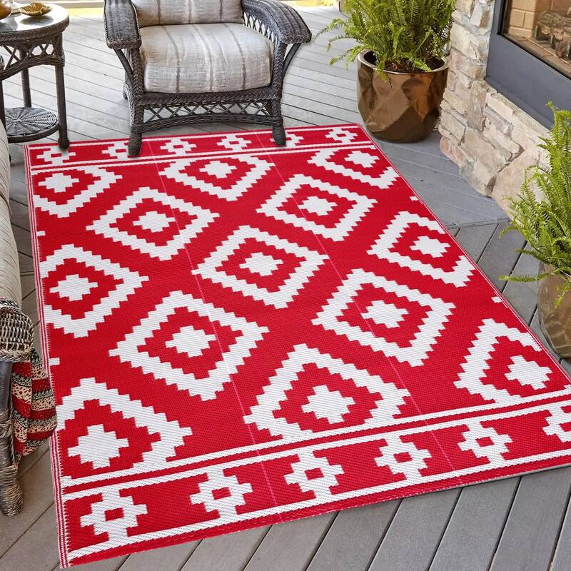 Playa Rug Outdoor Recycled Reversible Plastic Folded Mat/Rug Milan Collection Lightweight & Weather, Water and UV Resistant