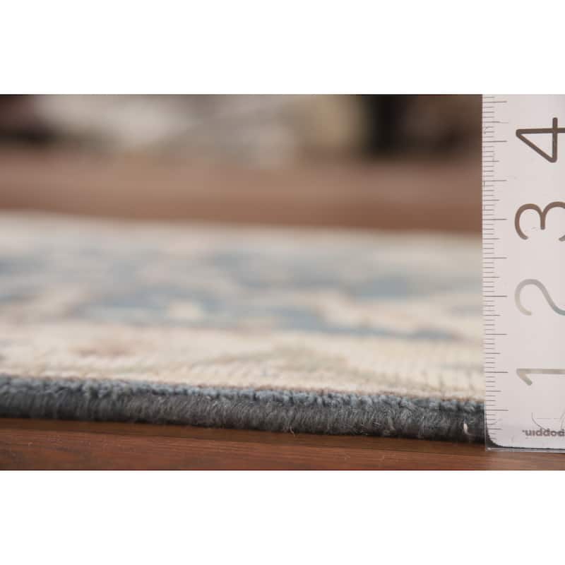Blue Oushak Style Runner Rug Hand-knotted Wool Carpet - 2'6"x 8'0"