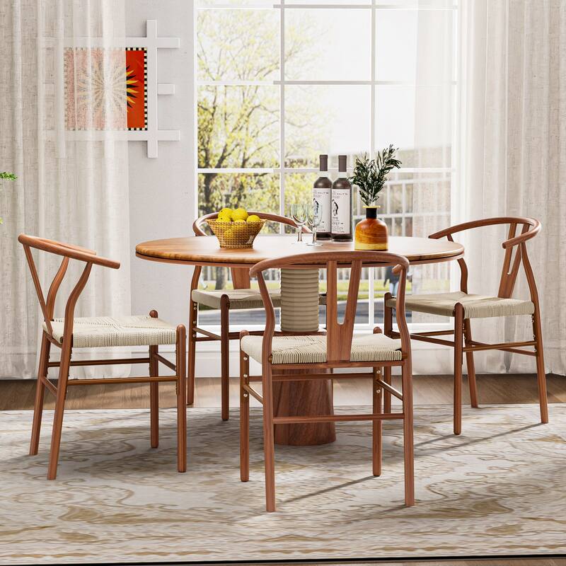 Set of 2 Handwoven Boho Dining Chairs