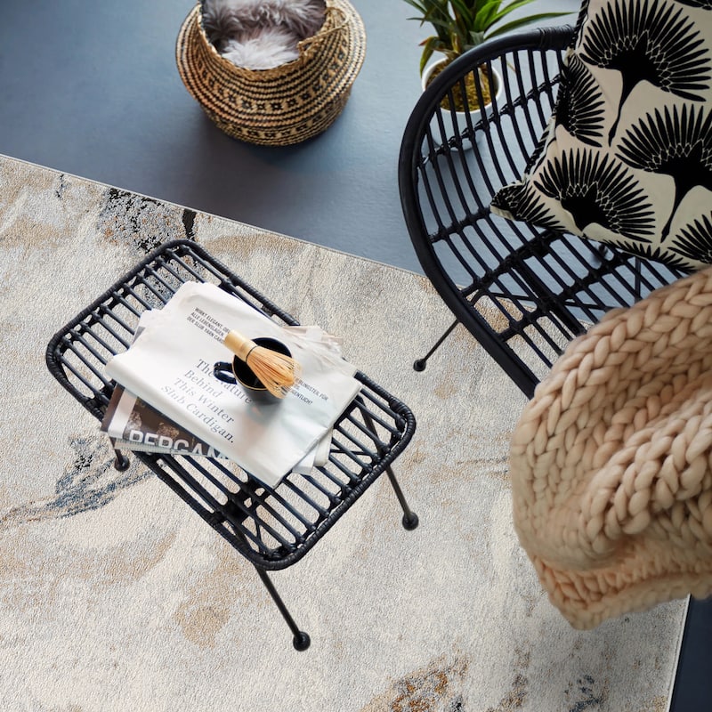 Neutral Desert Drift Area Rug for Living Room, Entryway, or Family Spaces - Easy to Clean and Comfortable Underfoot