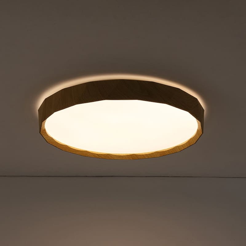 Dimmable LED Flush Mount Ceiling Light with Wood Look Finish 5 CCT 30W
