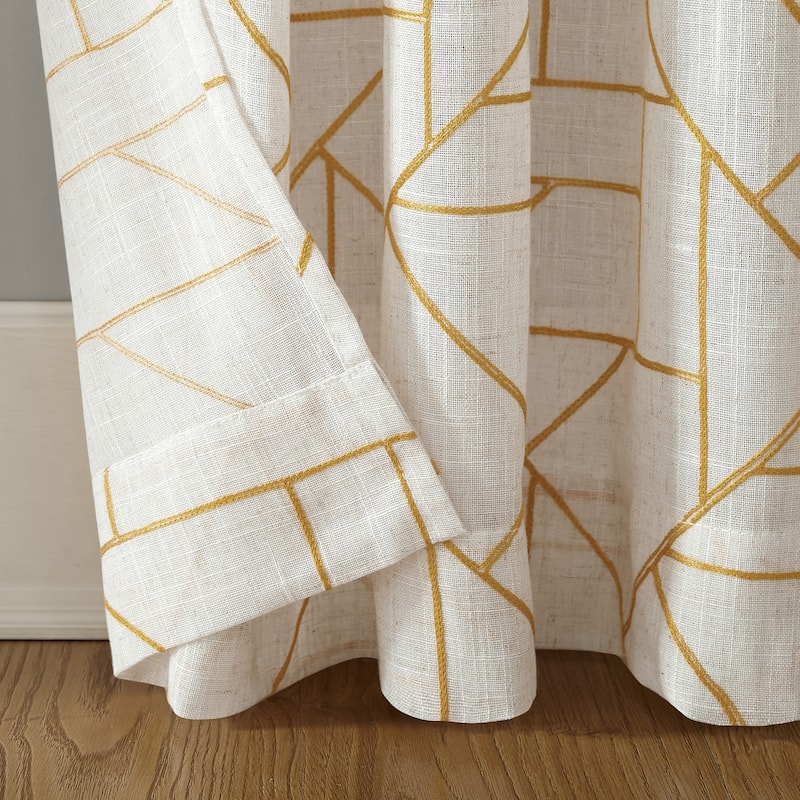 Archaeo Jigsaw Embroidery Linen Blend Curtain, Single Panel