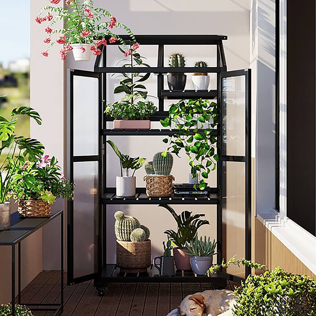 31.5 in. W x 22.4 in. D x 62 in. H Outdoor Walk-In Wood Hobby Greenhouse - 31.5" x 22" x 62"