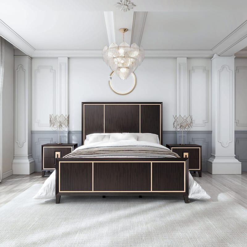 Furniture of America Nyx Modern Espresso 3-Piece Solid Wood Panel Bedroom Set - King
