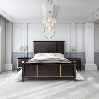 Furniture of America Nyx Modern Espresso 3-Piece Solid Wood Panel Bedroom Set