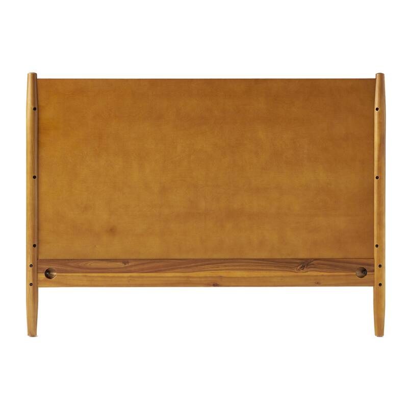 Ozzy Twin Size Bed with Panel Headboard, Natural Brown Acacia Wood