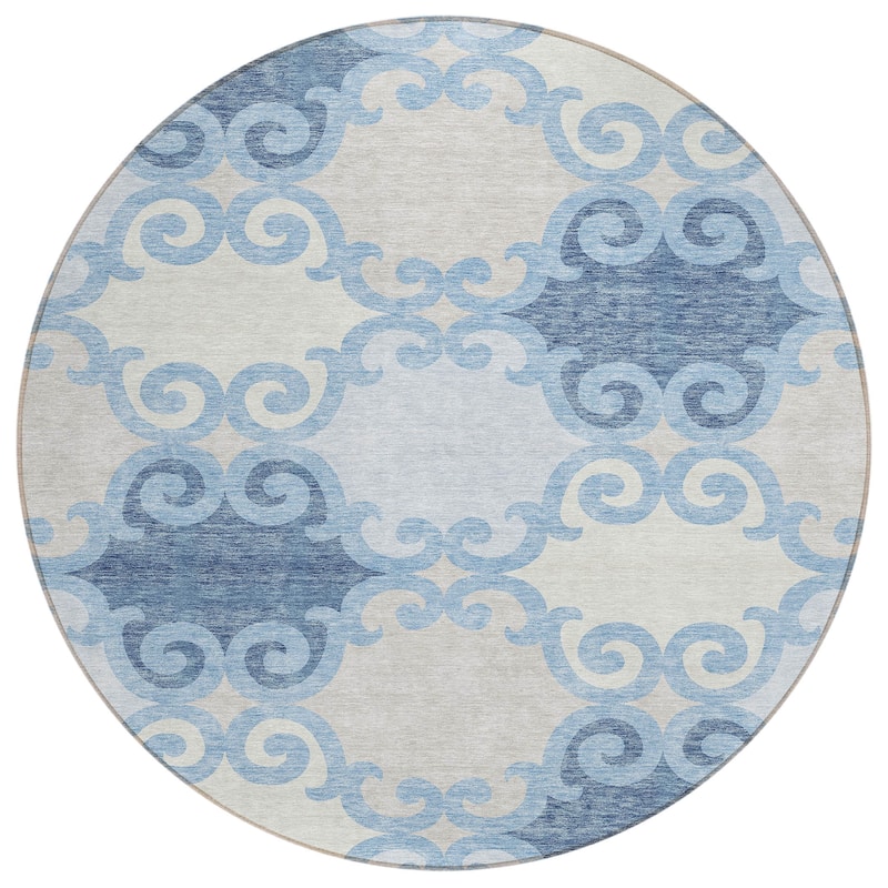 Machine Washable Indoor/ Outdoor Chantille Scroll Rug