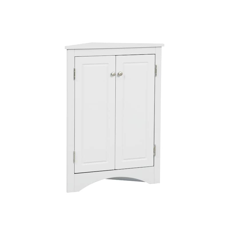 White Triangle Bathroom Storage Cabinet with Adjustable Shelves - 17.2"W x 17.2"D x 31.5"H