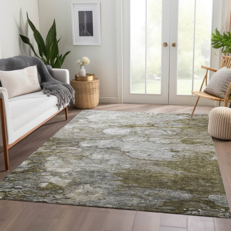 Machine Washable Indoor/ Outdoor Chantille Modern Abstract Rug - Brown - 3' x 5'