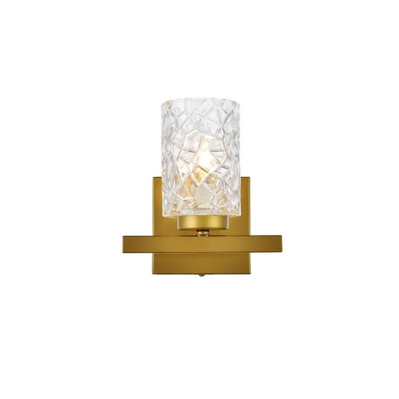 Cara 1 Light Bath Sconce with Clear Shade - Brass