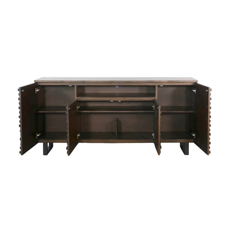 Desy TV Media Entertainment Console, Fluted Doors, Dark Brown 72 Inch