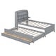 preview thumbnail 14 of 16, Twin Size Wooden LED Platform Bed with Trundle & Storage Headboard with Drawers, Espresso