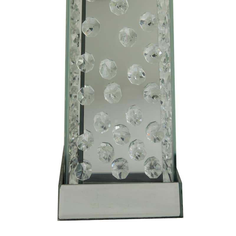 Glass Pillar Candle Holder with Floating Crystals