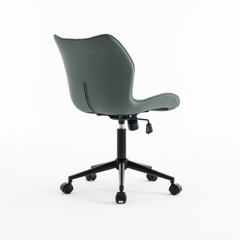 Faux Leather Office Chair with Wheels, Upholstered Task Chair