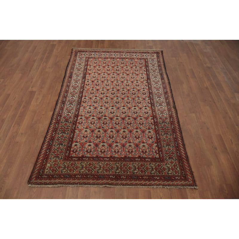 Hand Knotted Oriental 100% Wool Carpet Traditional Floral Oranges & Rust Malayer Area Rug - 6' 3'' X 3' 10''