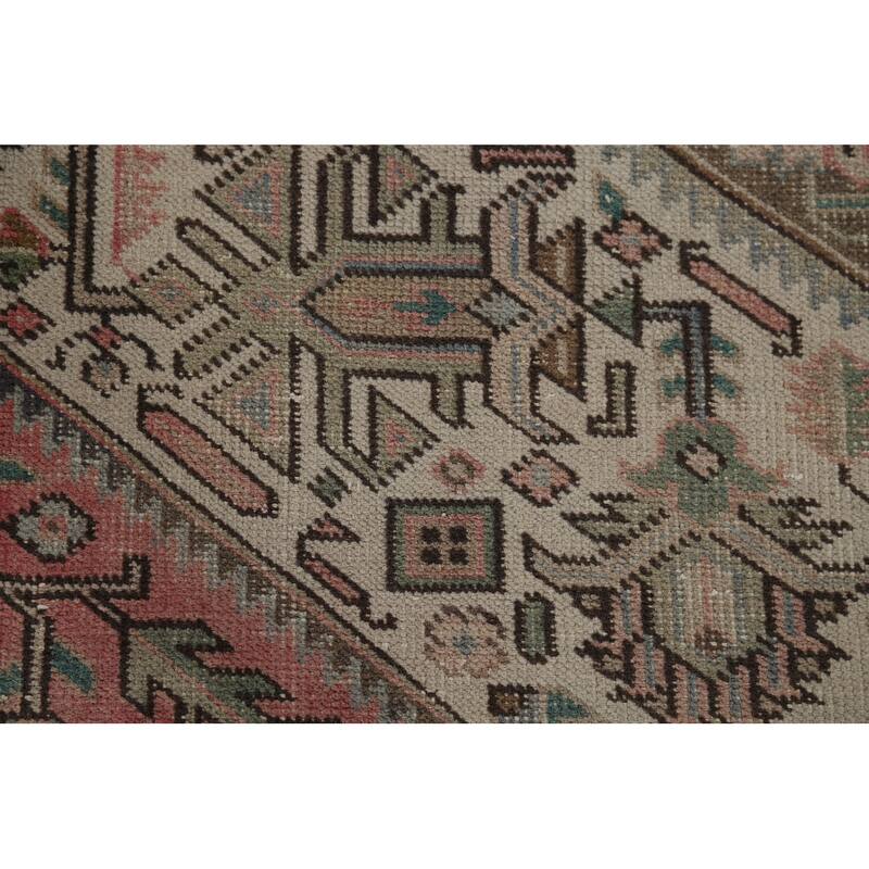 Distressed Pink Tabriz Vintage Persian Rug Hand-Knotted Wool Carpet - 9'2" x 12'8"