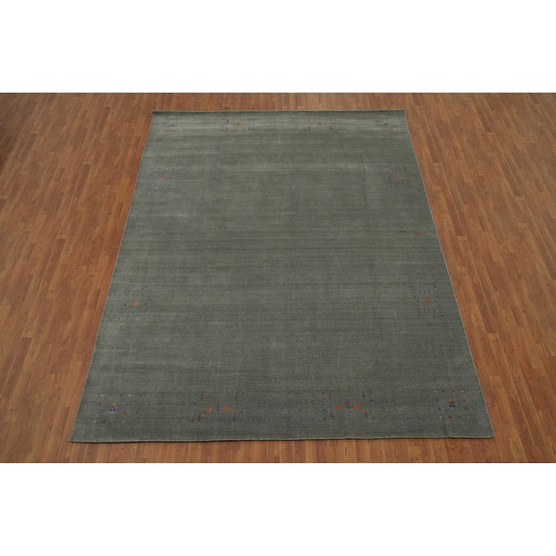 Hand Knotted Oriental 100% Wool Carpet Tribal Tribal Greys & Charcoal Gabbeh Area Rug - 12' 1'' X 9' 1''