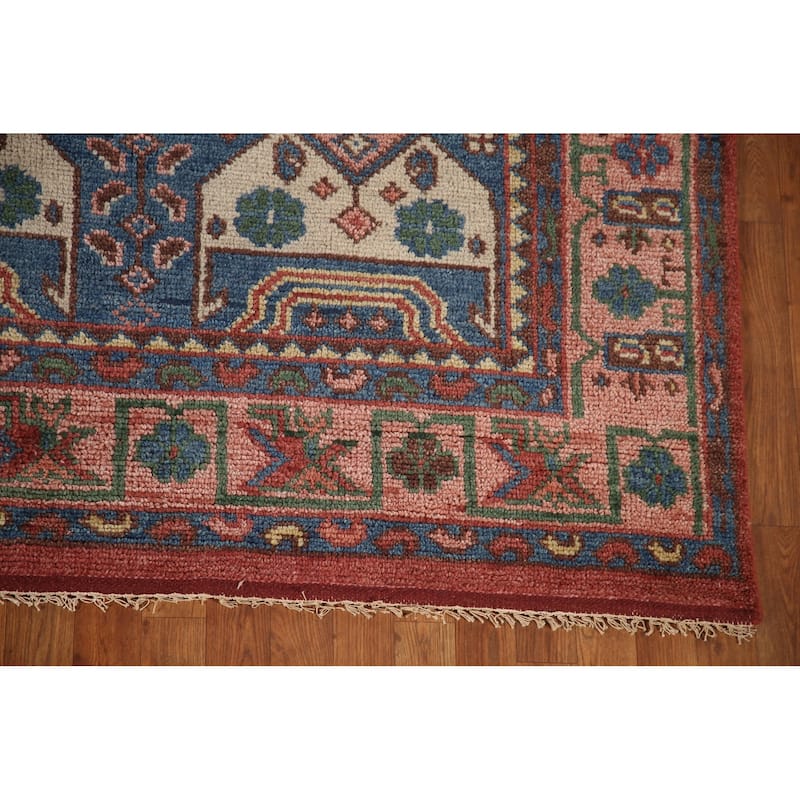 Geometric Red Sirjan Oriental Area Rug Handmade Wool Carpet - 7'11"x 9'11"